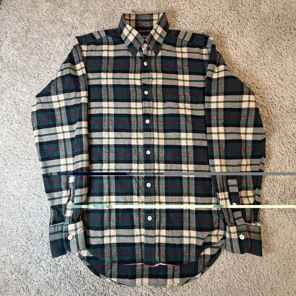 Peter Christian Organic Cotton Plaid Flannel Button Down Shirt Mens Medium